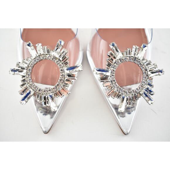 Amina Muaddi 95 Begum Pump PVC Clear Transparent Glass Crystal Sandal Heel 42 - Picture 6 of 10